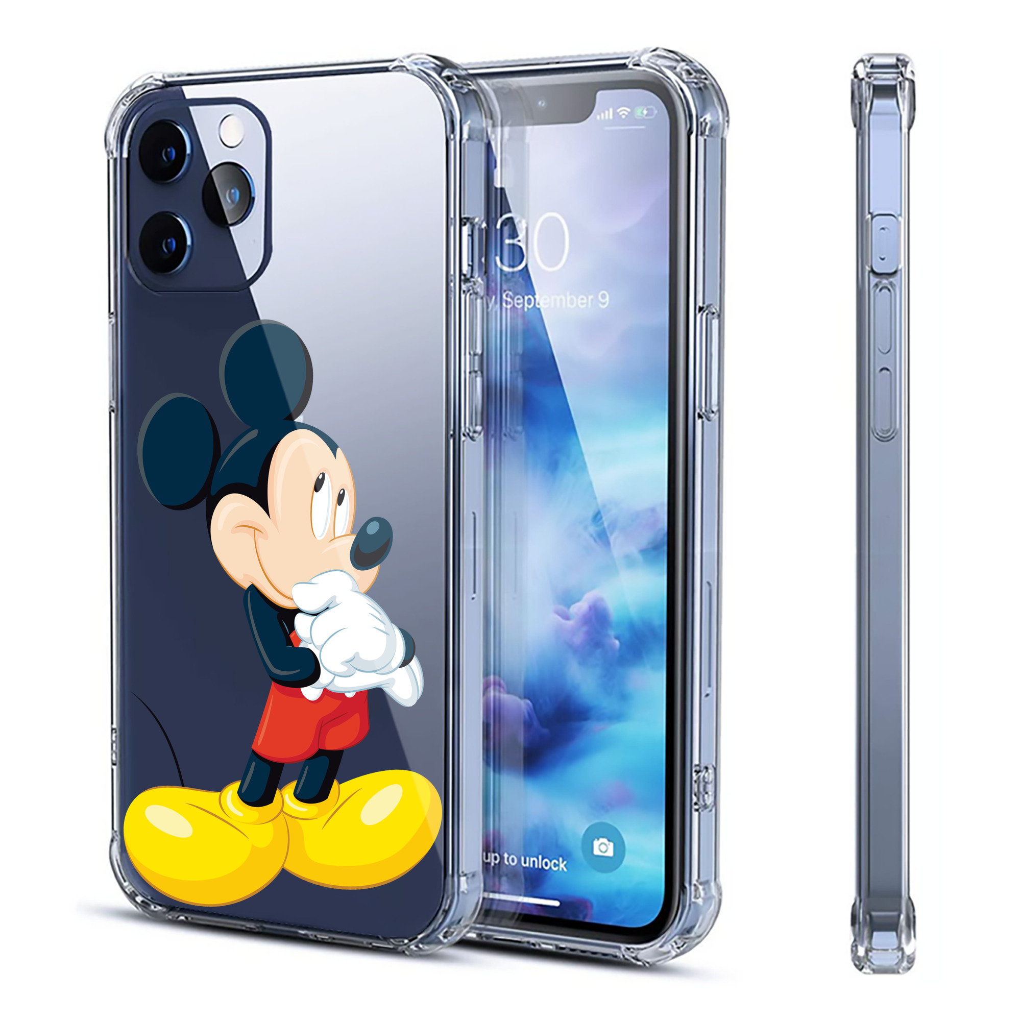 （画像用） ミッキーマウス Mickey Mouse 【iPhone 12シリーズ対応】透明スマホケース（クリアソフトケース）